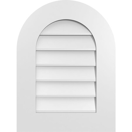 Ekena Millwork Round Top Surface Mount PVC Gable Vent: Non-Functional, w/ 3-1/2"W x 1"P Standard Frame, 18"W x 24"H GVPRT18X2401SN